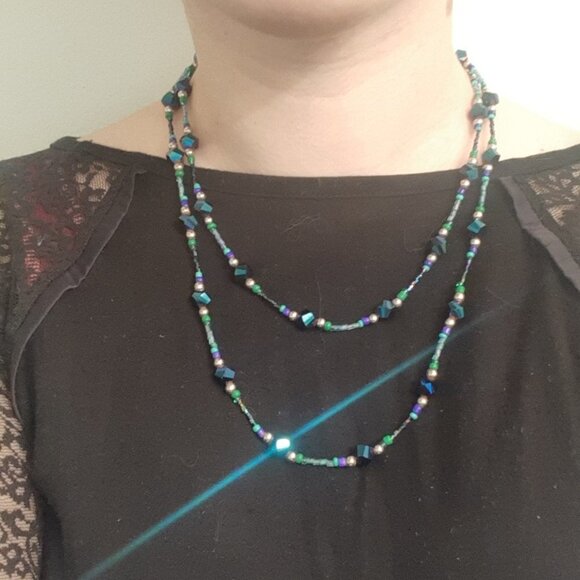 🐞NWT Boho Chic Artisan Handmade AAAA Shiny Crystal Bead Necklace Long Necklace - Picture 4 of 16